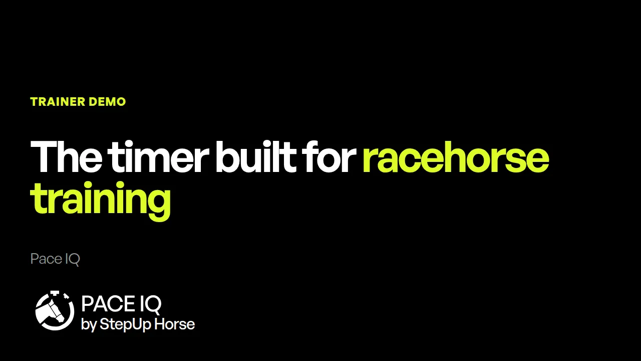 Slide 1 of the Pace IQ deck, rendered: an eyebrow label, a headline with one accent-coloured phrase, and the brand logo locked to the bottom corner on a black background